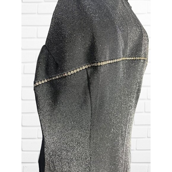 Betsey & Adam Women's Size 9/10 High Neck Semi Formal Metallic Maxi Dress Cutout - Picture 6 of 9